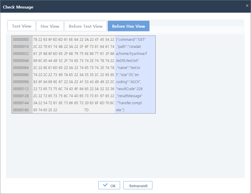 figure monitoring system msg before hex