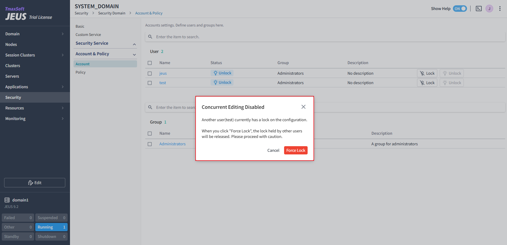 figure webadmin editmode force lock