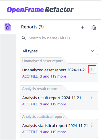 figure report option menu icon active