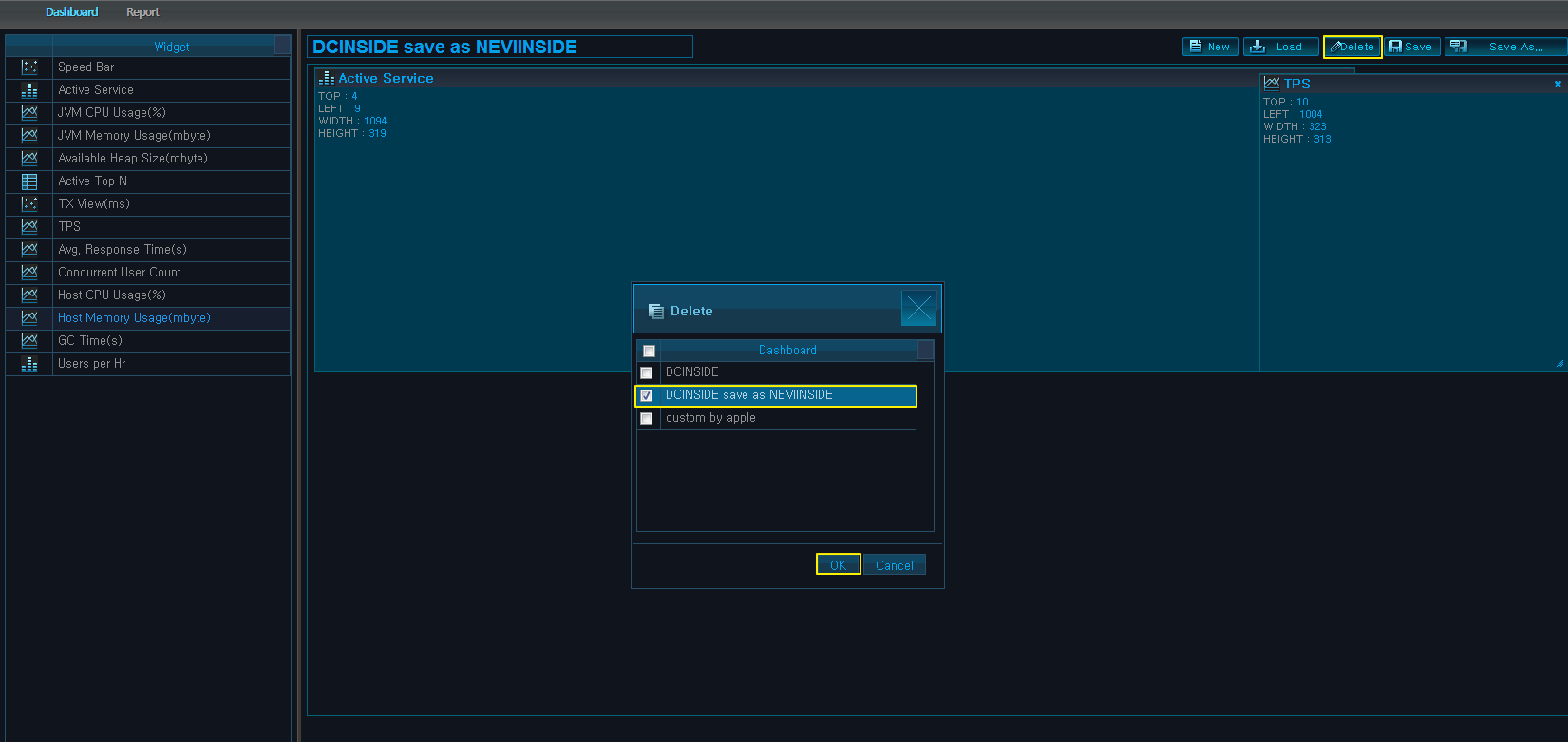 Deleting a Dashboard