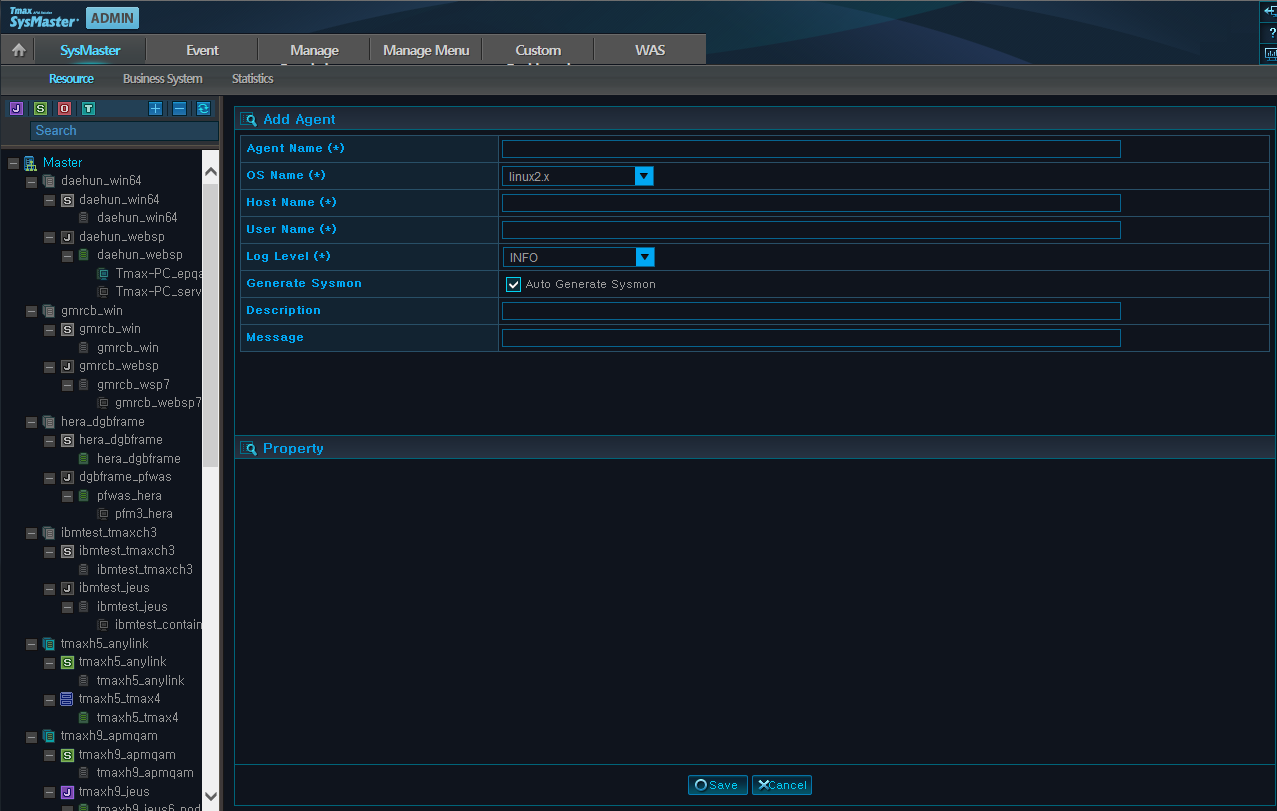 SysMaster ADMIN Home Screen