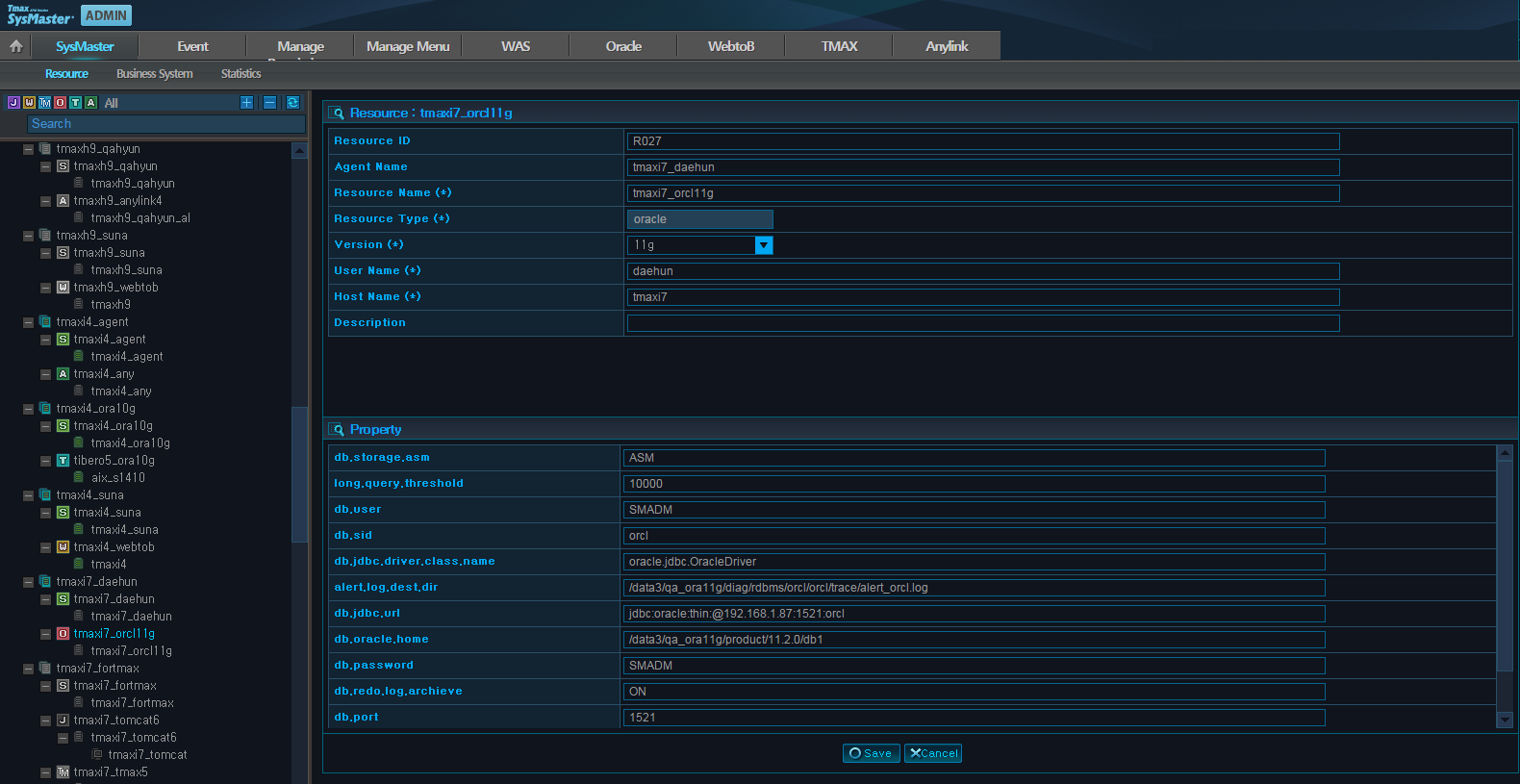 Checking Added Resource - Resource (e.g., Oracle)