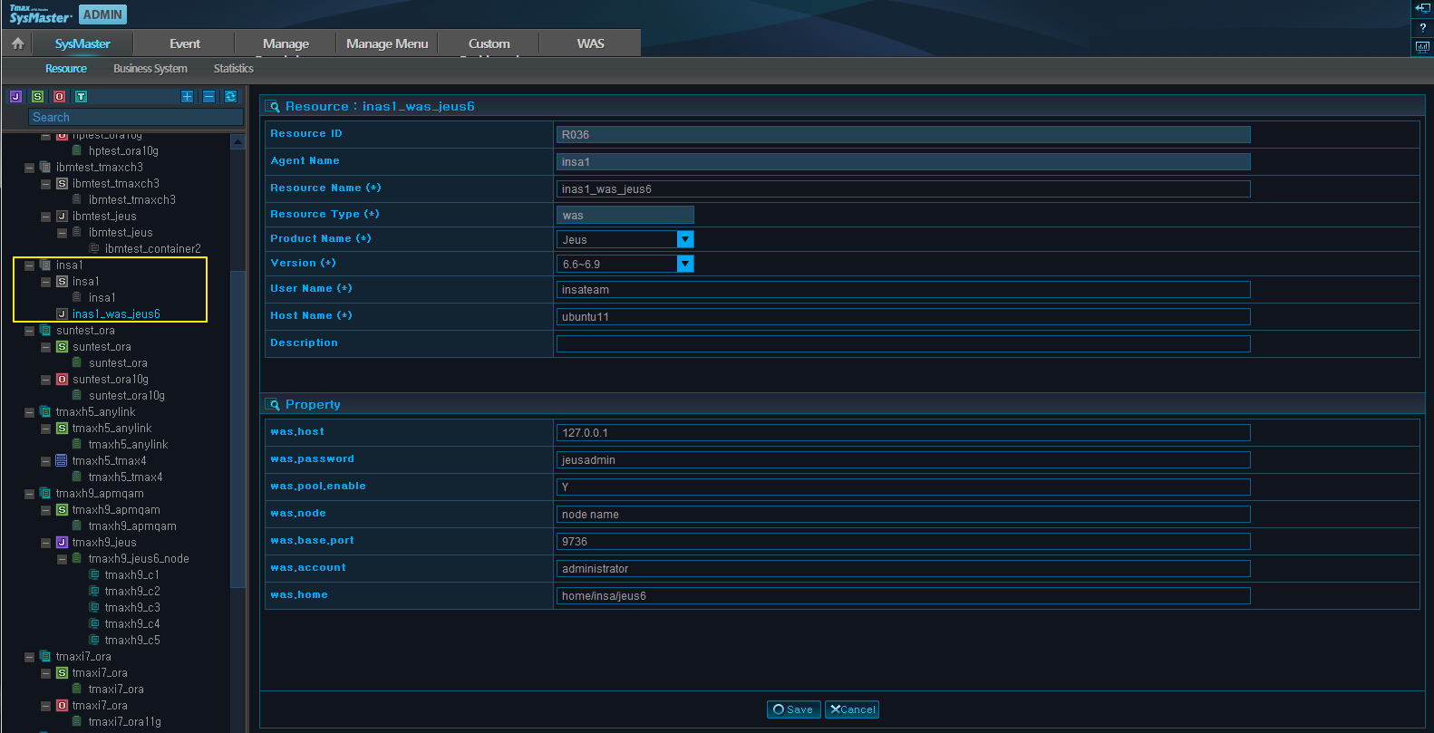 Checking Added Resource - Resource (e.g., WAS)