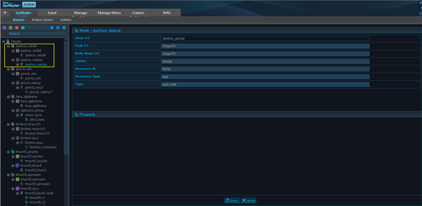 Checking Added Resource - Node (e.g., WAS)