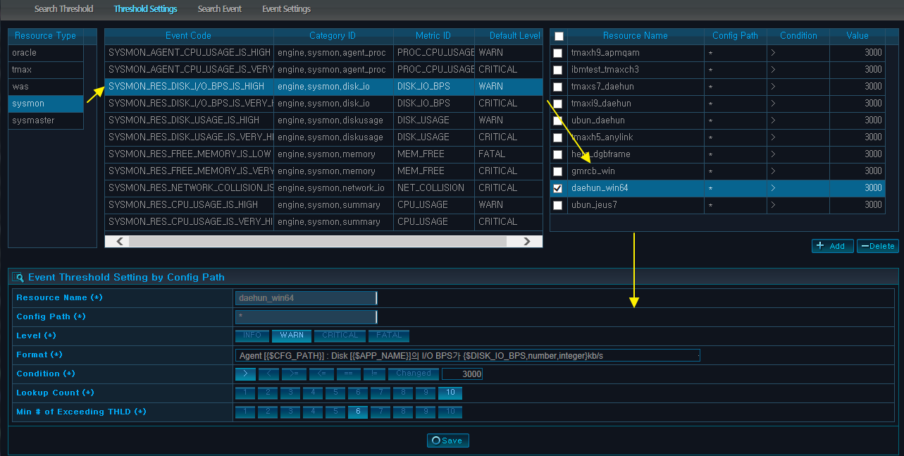 Modifying Threshold Settings