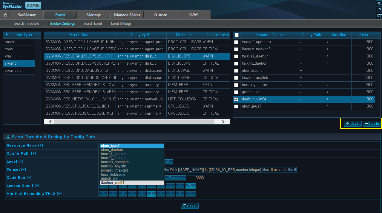Adding Threshold Settings