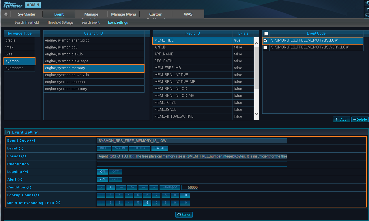 Configuring Event Settings