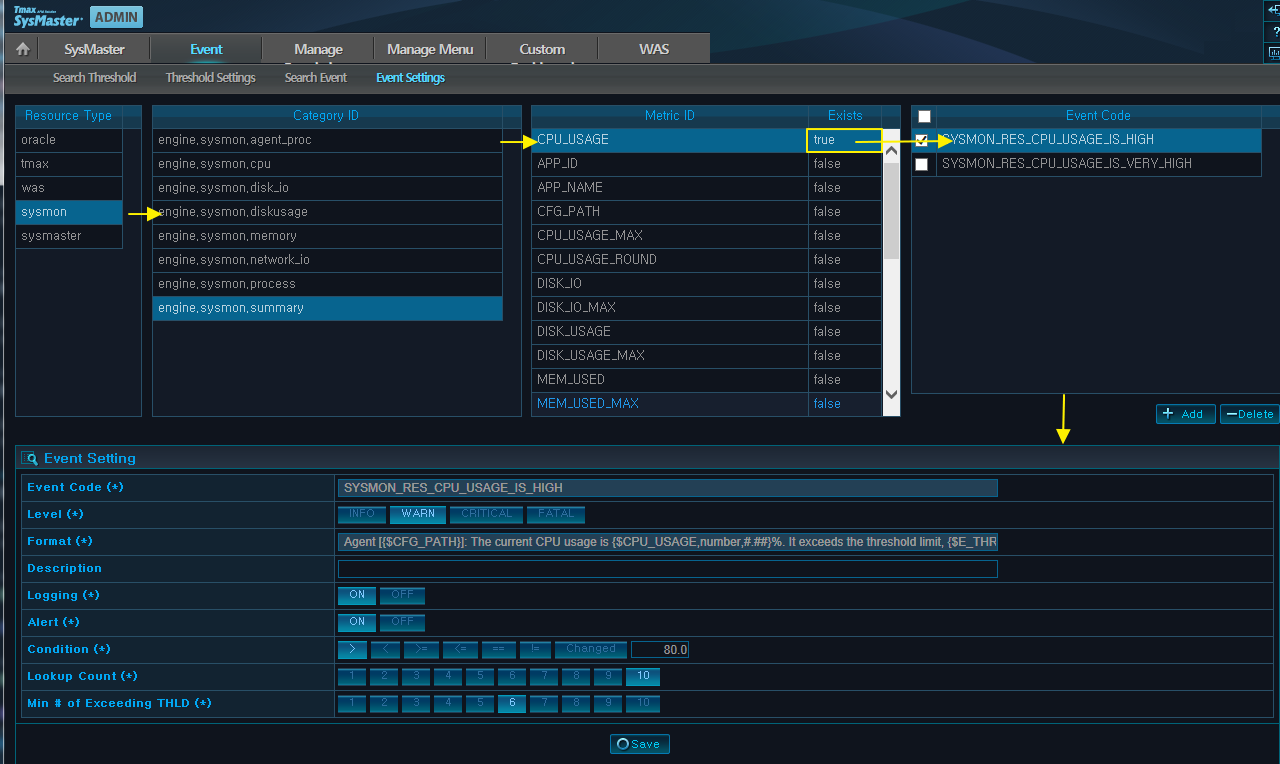 Modifying Event Settings