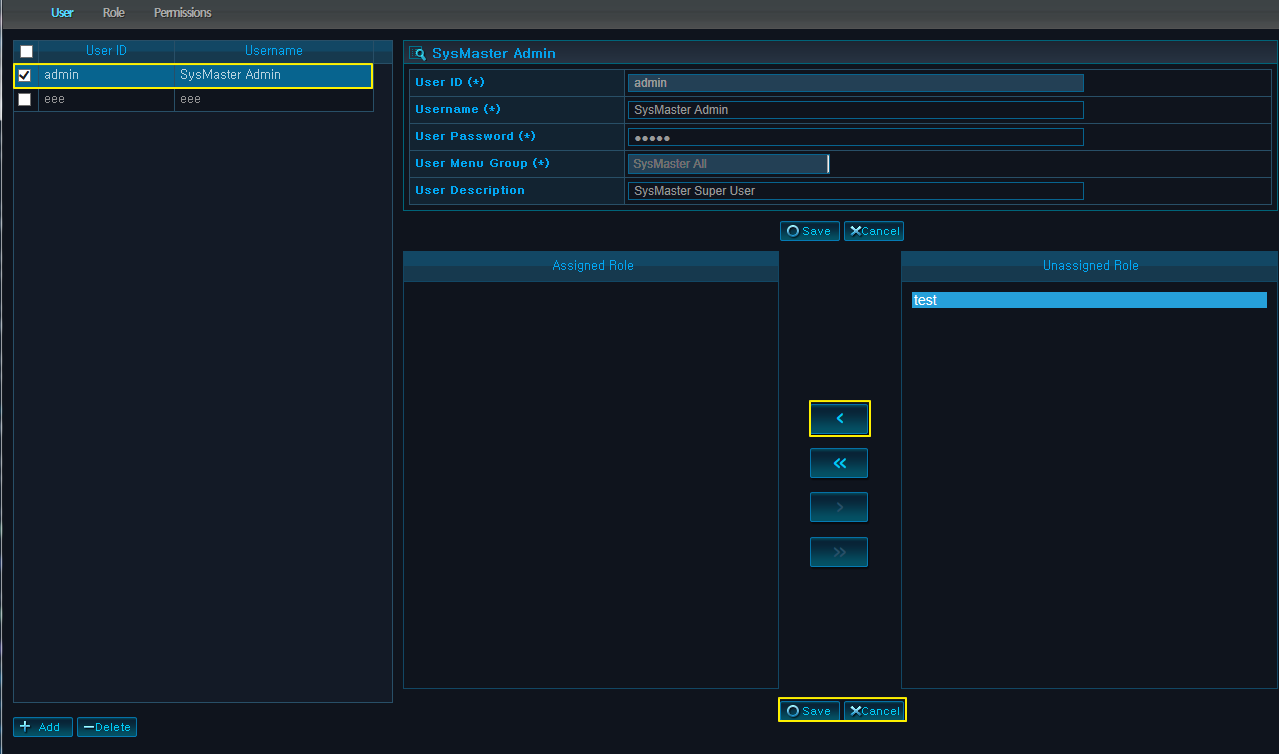 Assigning Roles to a User
