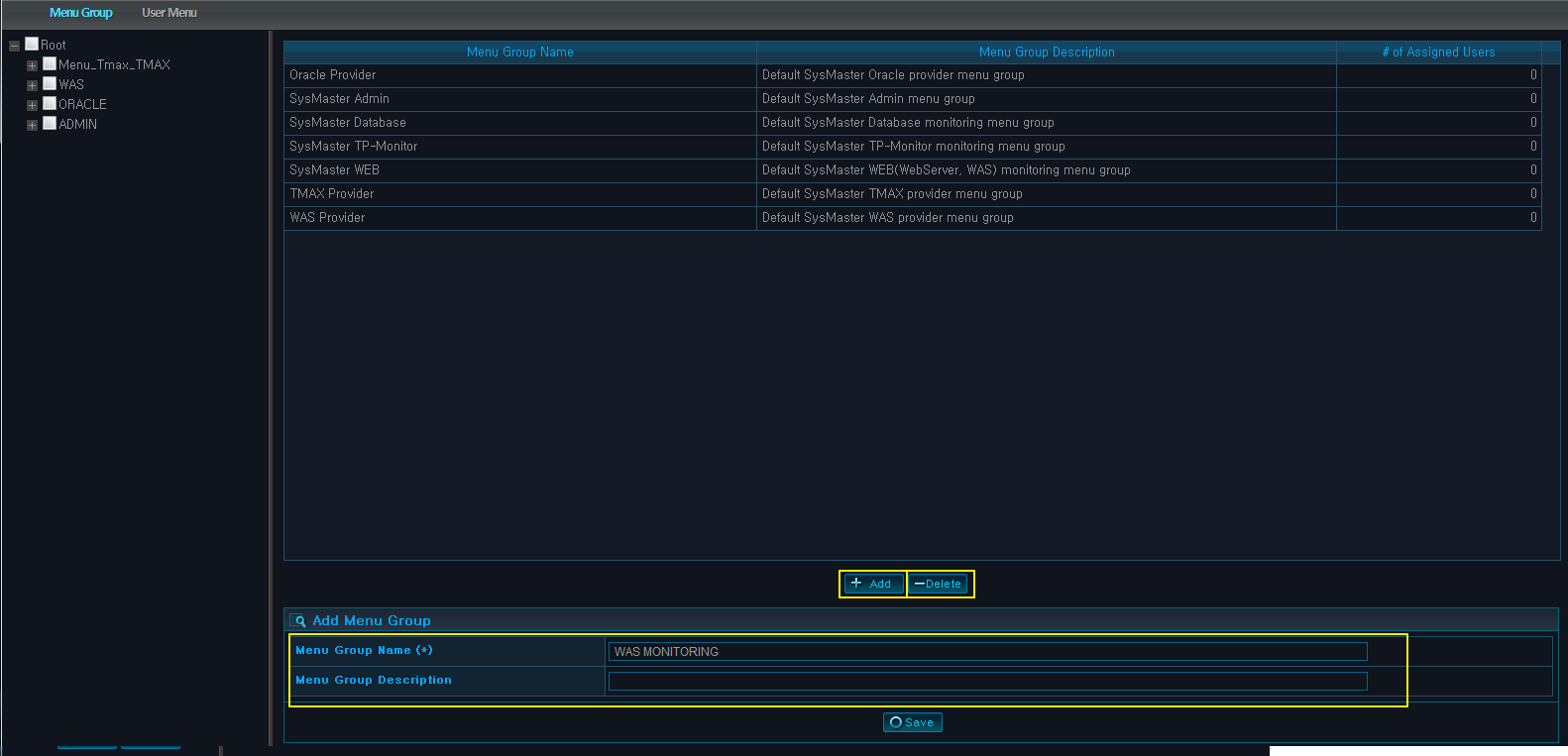 Adding a Menu Group