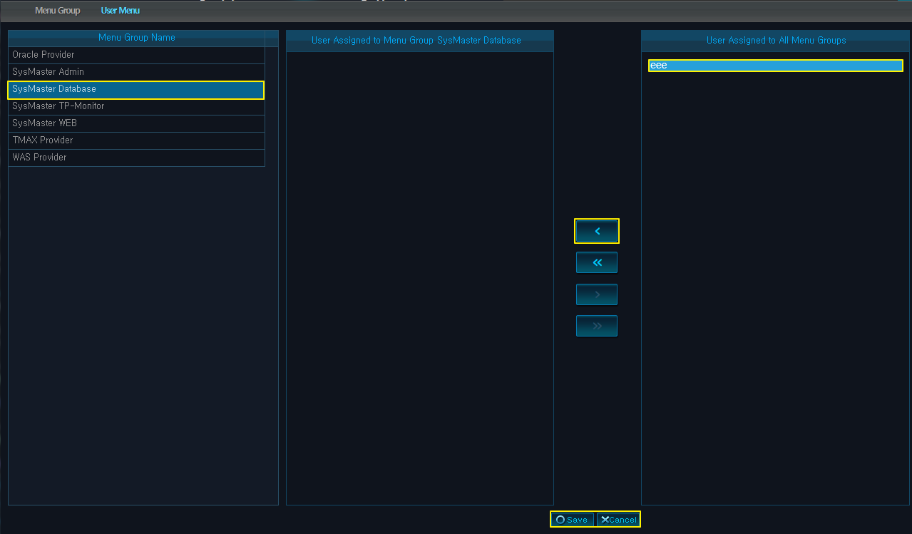 Assigning Users to a Menu Group