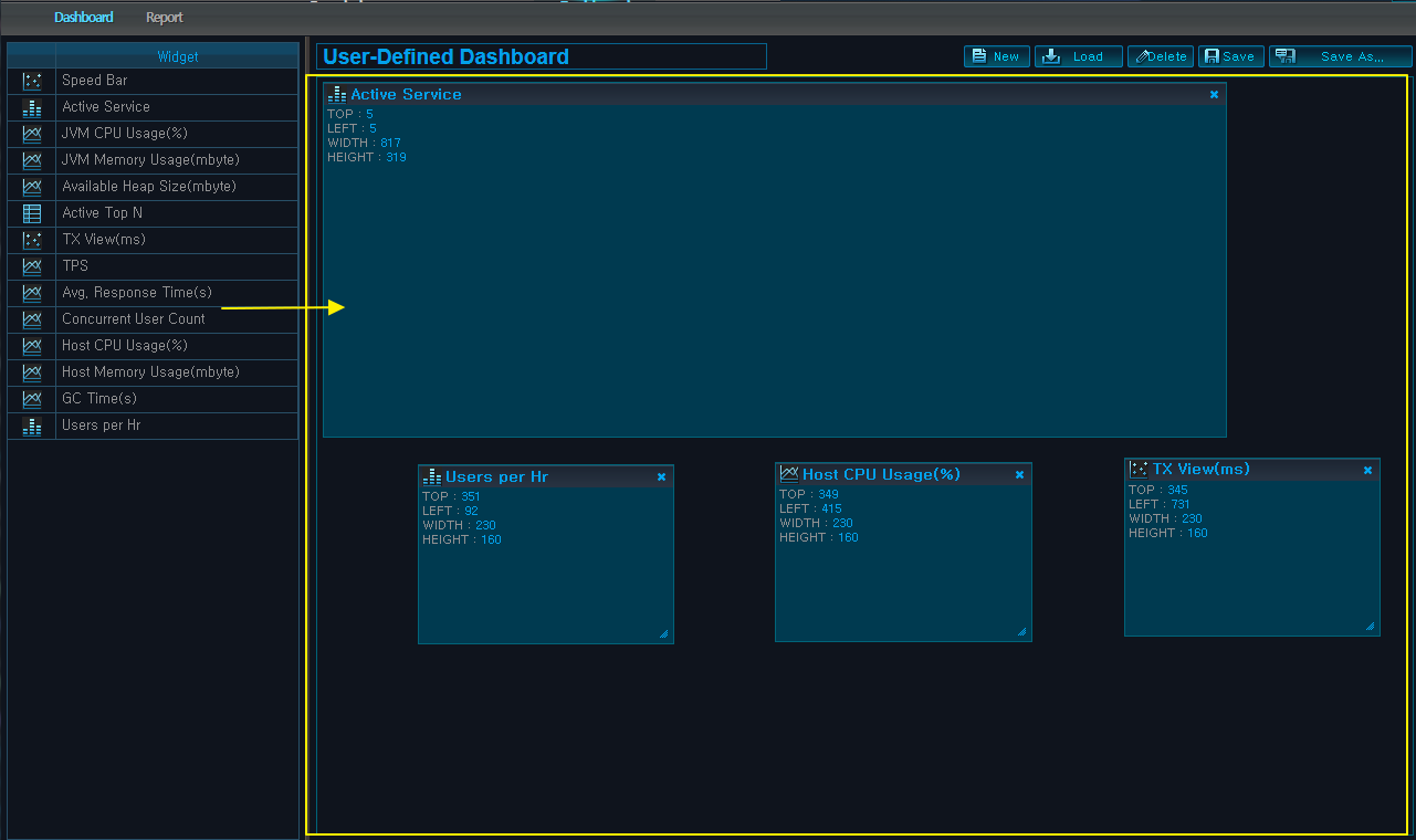 Configuring and Saving Dashboard - Widget