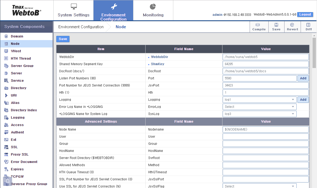 figure webadmin config node2