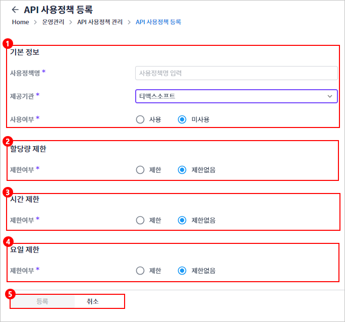 figure api usage policy register