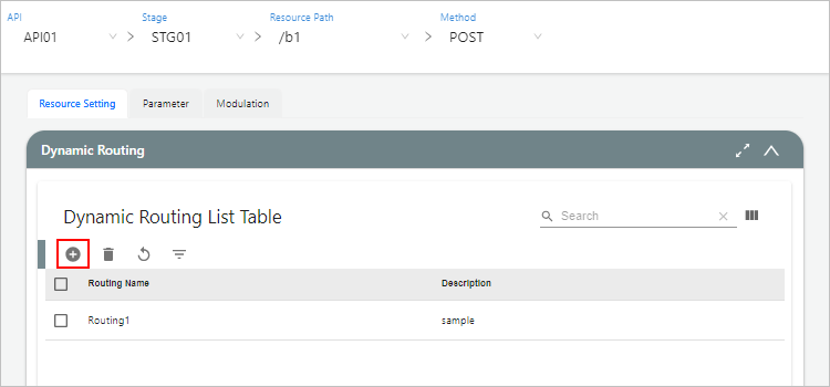 figure resources setting dynamic routing create button