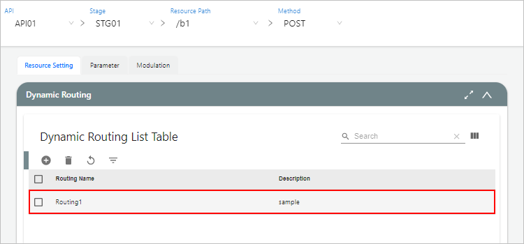 figure resources setting dynamic routing list click