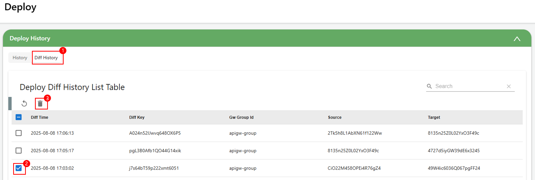 figure deploy diff history delete