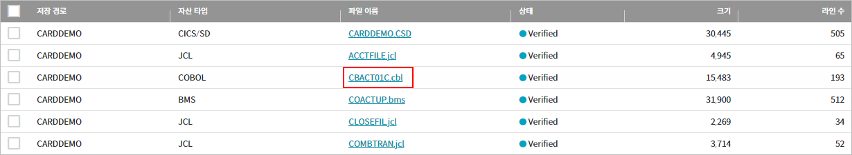 figure assets repository cobol file