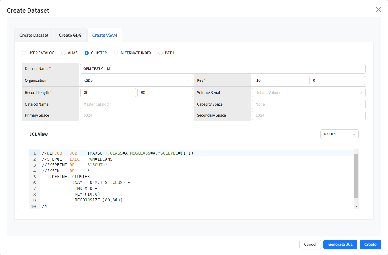 figure cm create vsam clu