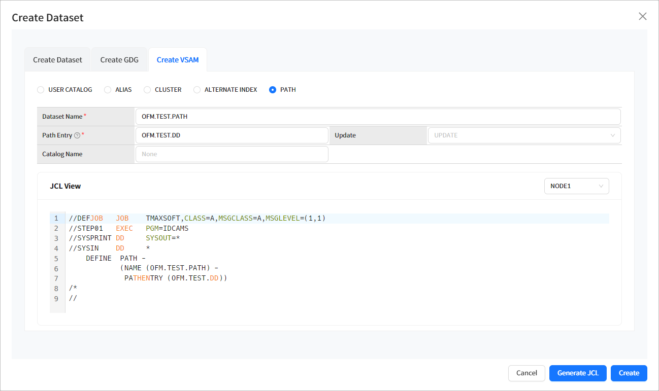 figure cm create vsam path