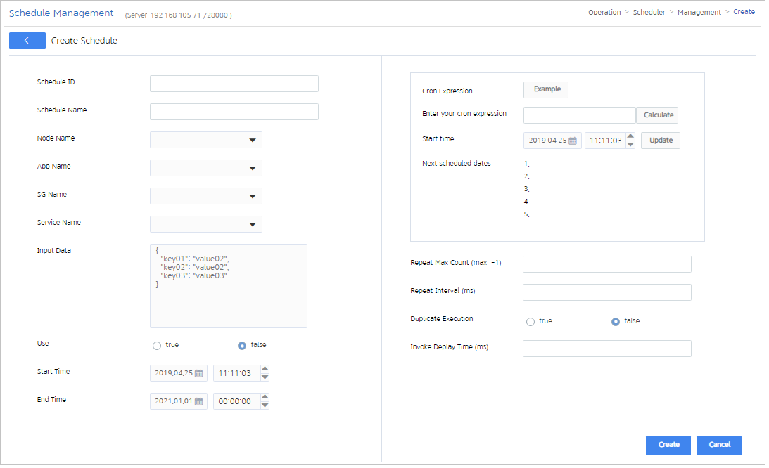 figure scheduler management create