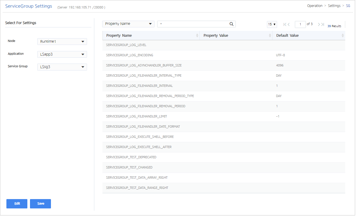 figure settings servicegroup